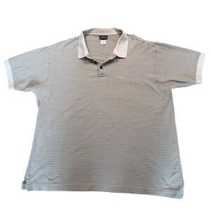 Patagonia Organic Cotton Striped Polo Shirt Men's XL White/Tan Short‎ Sleeve